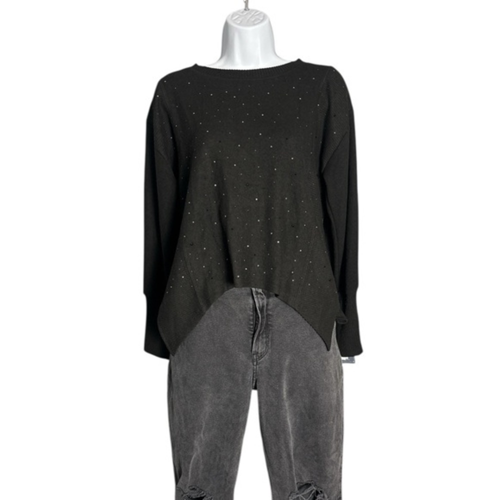 NWT Democracy Long Sleeve Black With Black Rhinestone Top Size Small MSRP $68